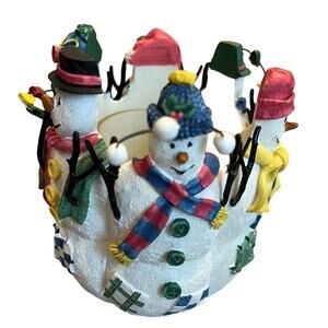 Avon Snowy Folks Votive Candle Holder 3D Figural Snowman Boxed Gift Collection